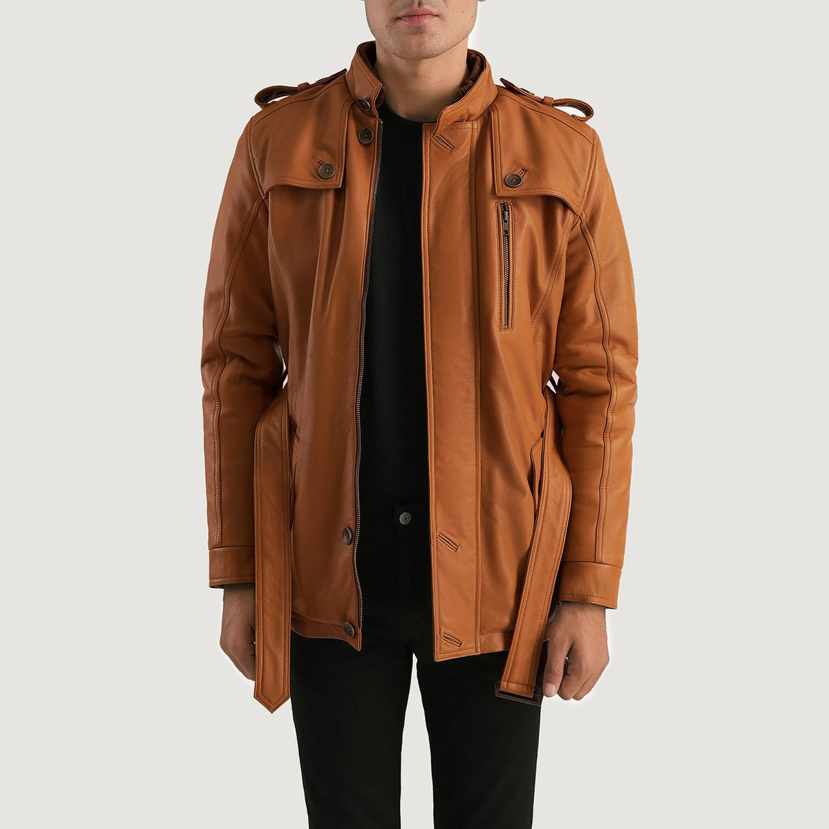 Hunter Tan Brown Fur Leather Jacket For Men The Jacket Maker