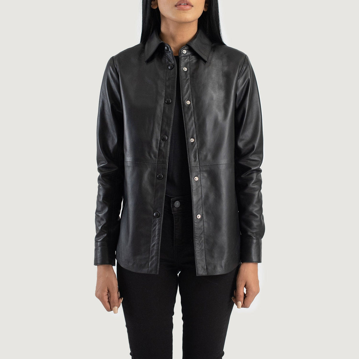 Womens black shirt jacket top