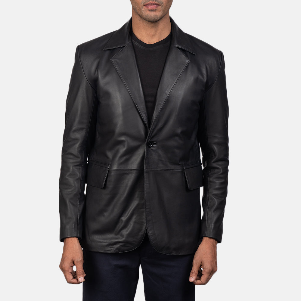Mens leather blazer jacket hotsell