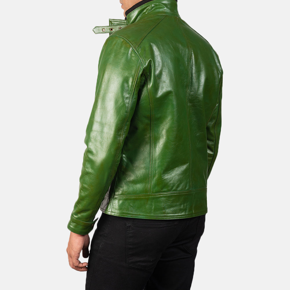 Bright green leather jacket sales