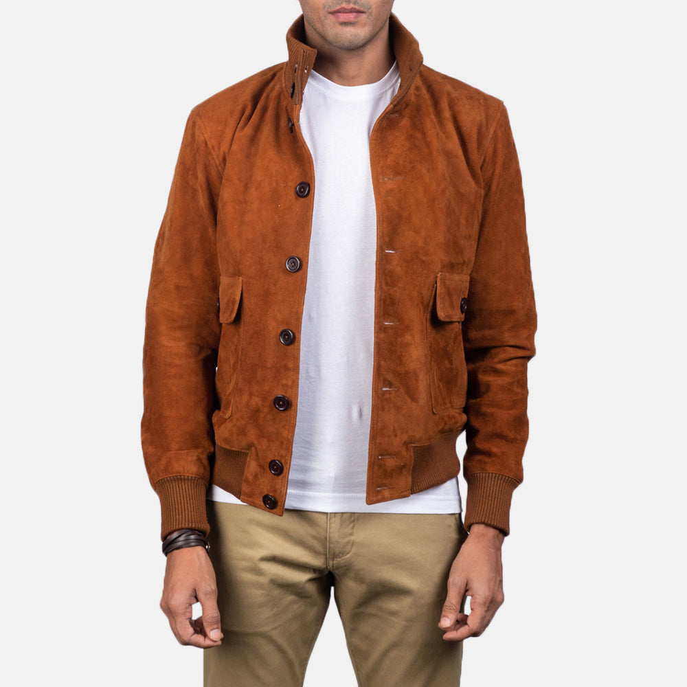 Mens suede bomber jacket uk deals