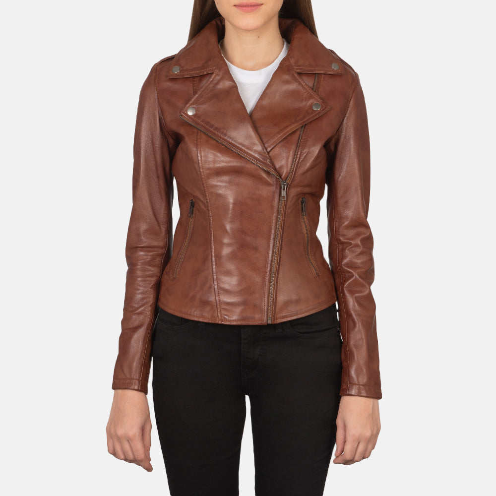 Women's Flashback Brown Leather Biker Jacket – The Jacket Maker