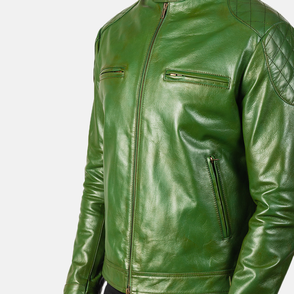 Men's Gatsby Green Leather Biker Jacket – The Jacket Maker