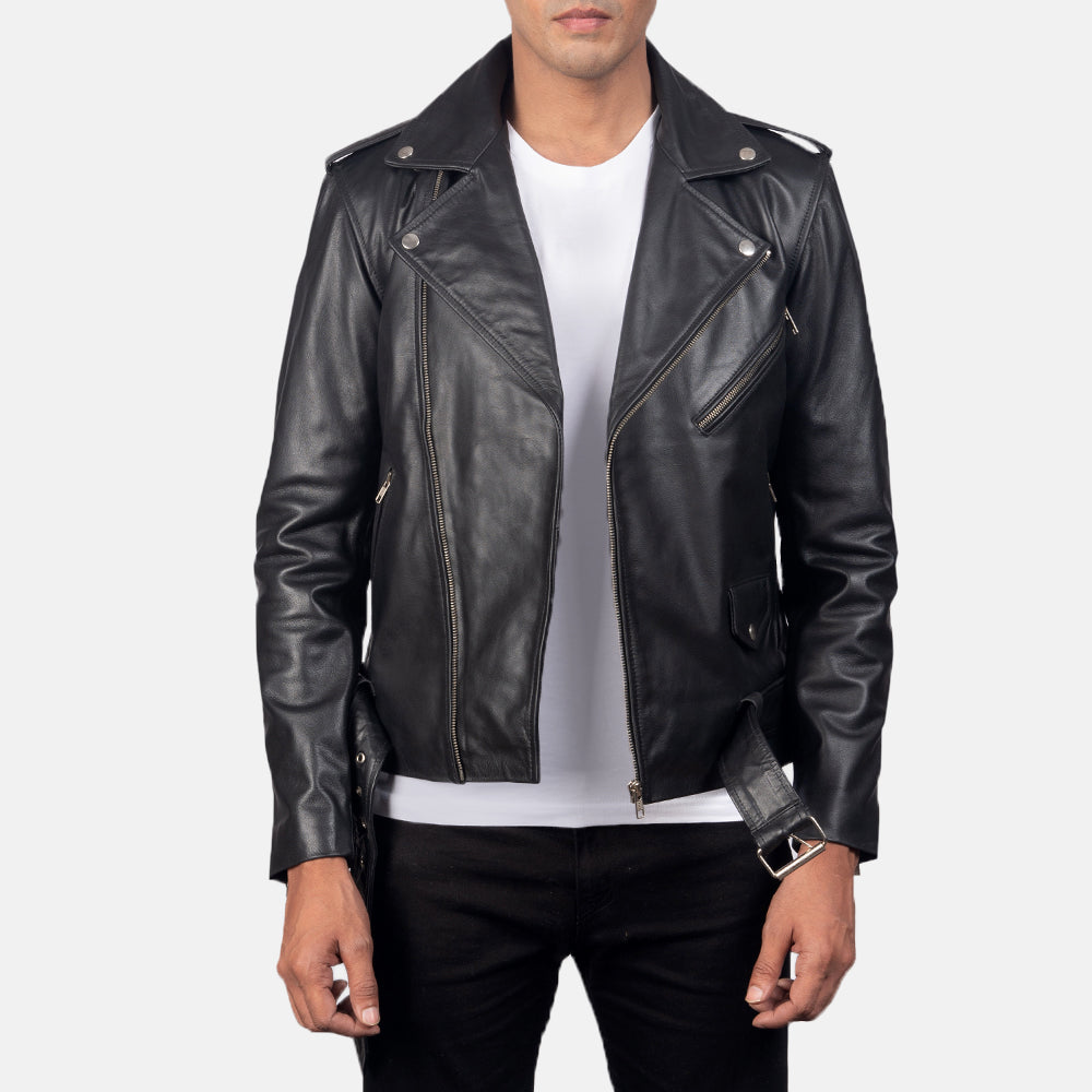 Men s Allaric Alley Black Leather Biker Jacket The Jacket Maker