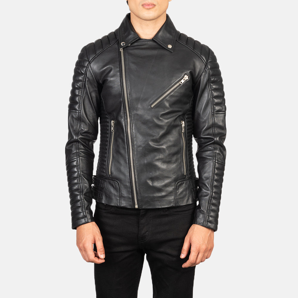 Men s Armand Black Leather Biker Jacket The Jacket Maker
