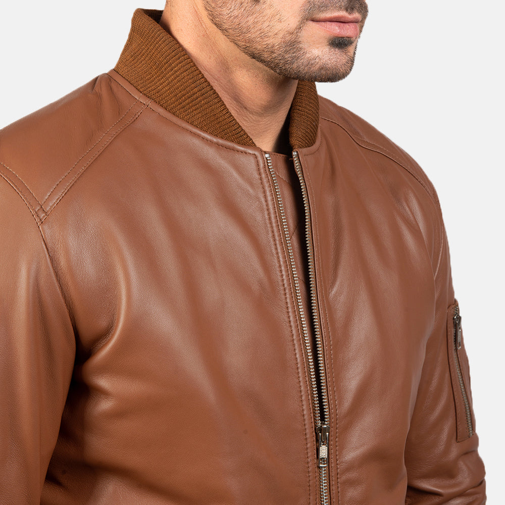 Mens echt lederen bomberjack MA-1 Varsity stijl Ryan, Grijs, L Mens echt lederen bomberjack MA-1 Varsity stijl Ryan, Grijs, L
