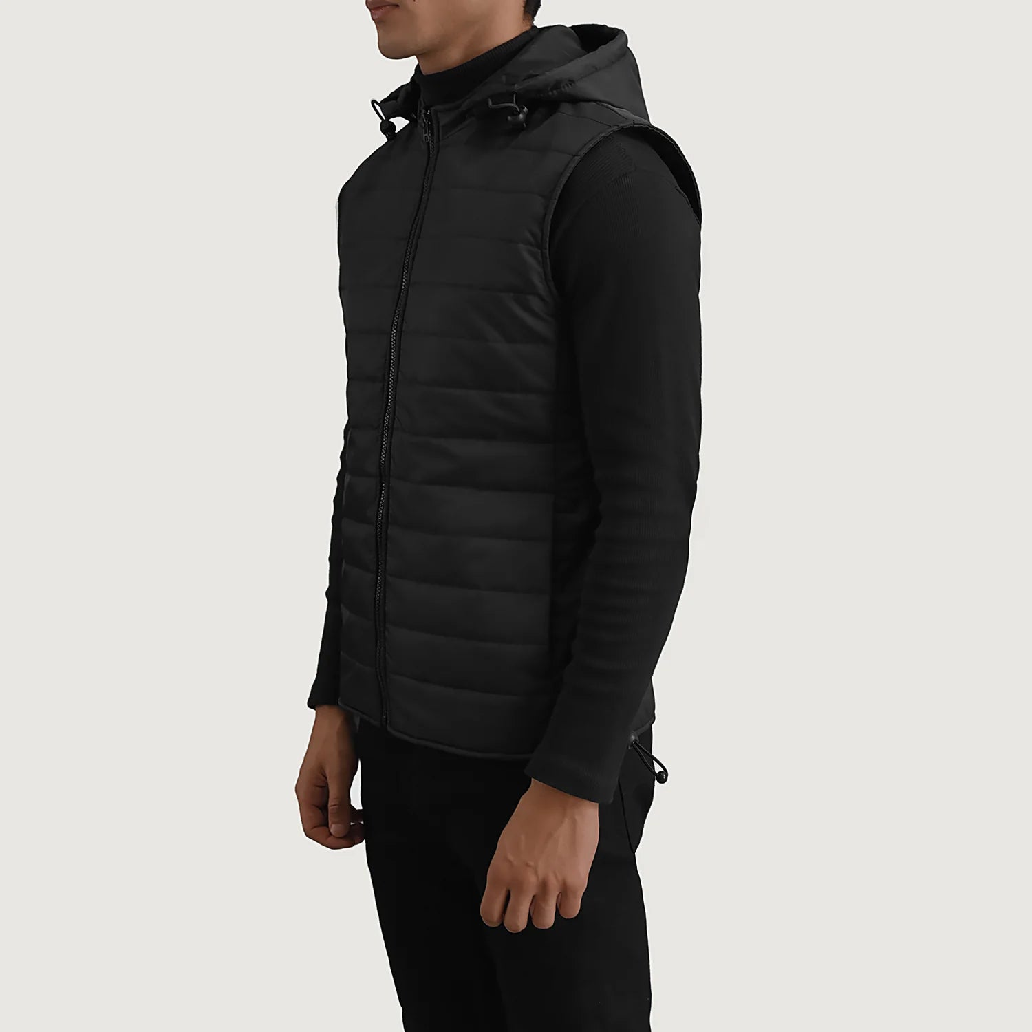 Black puffer vest with hood new arrivals