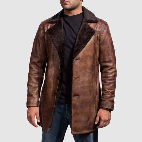 Men's Cinnamon Distressed Leather Fur Coat – The Jacket Maker