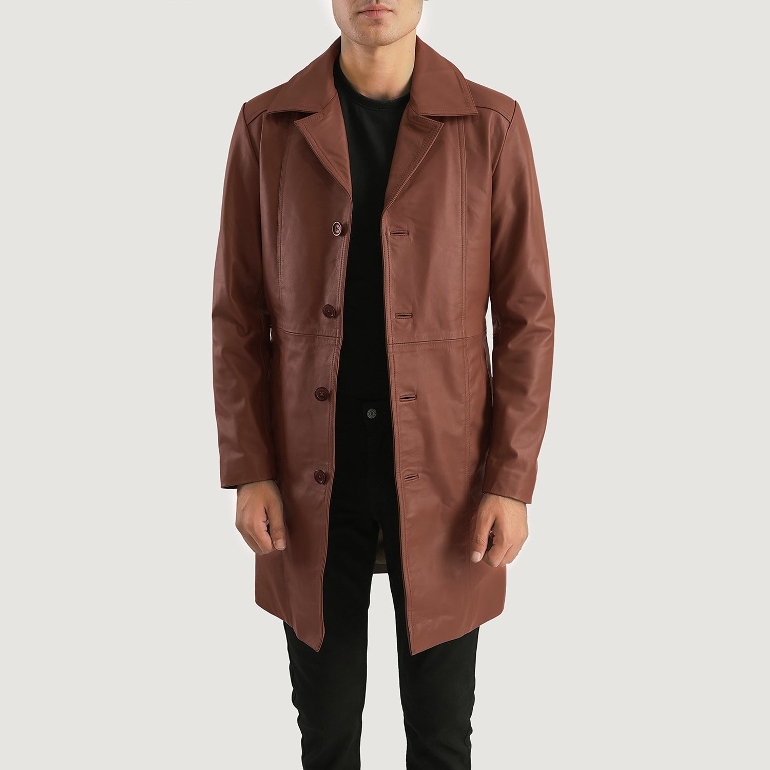 Mens full length leather coats uk best sale