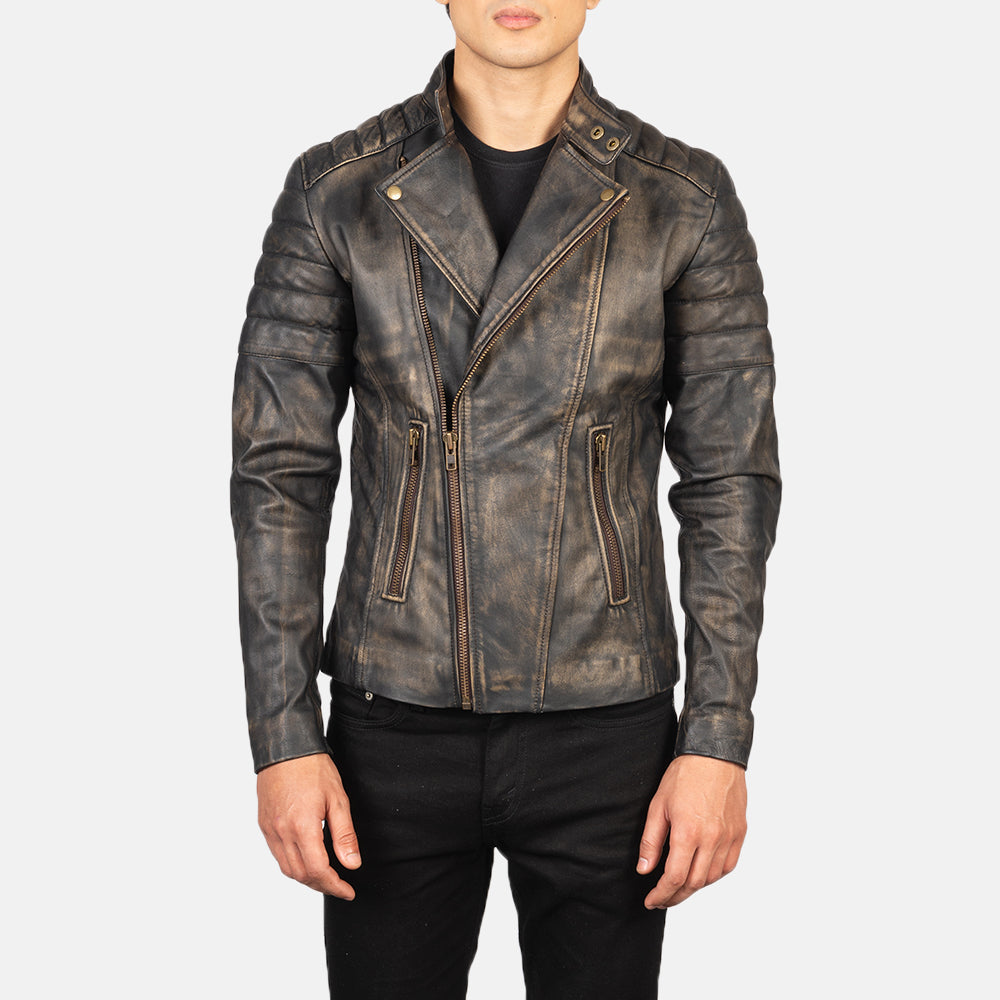 Cross front leather jacket new arrivals