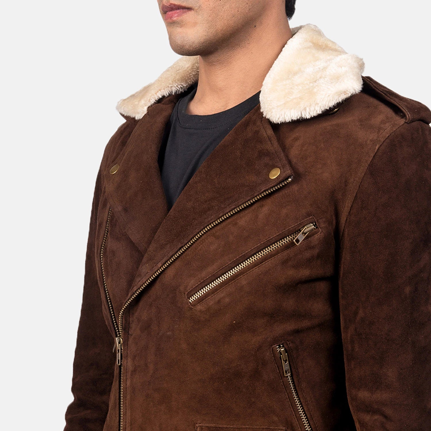 Men s Furton Mocha Suede Biker Jacket The Jacket Maker