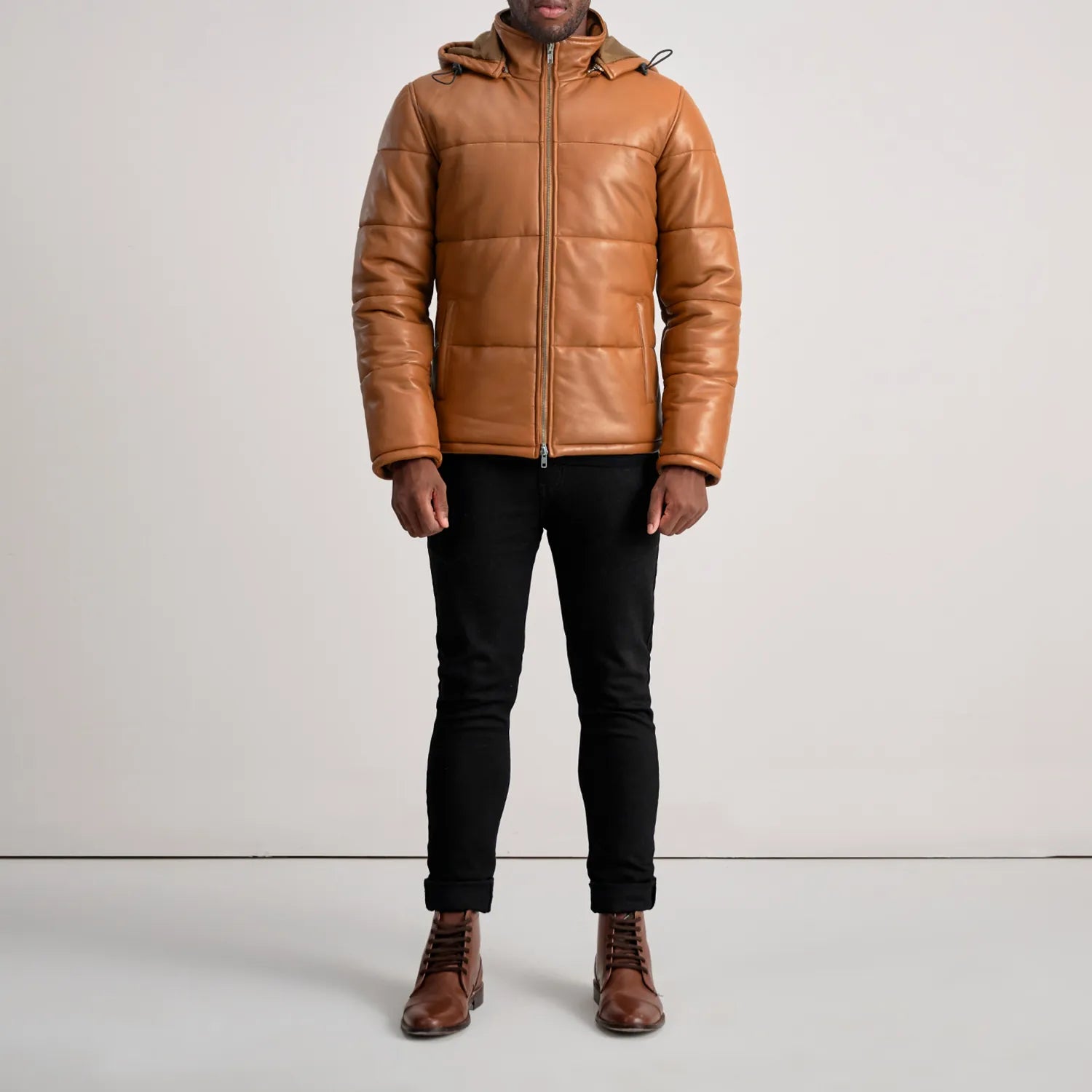 Tan puffer jacket store