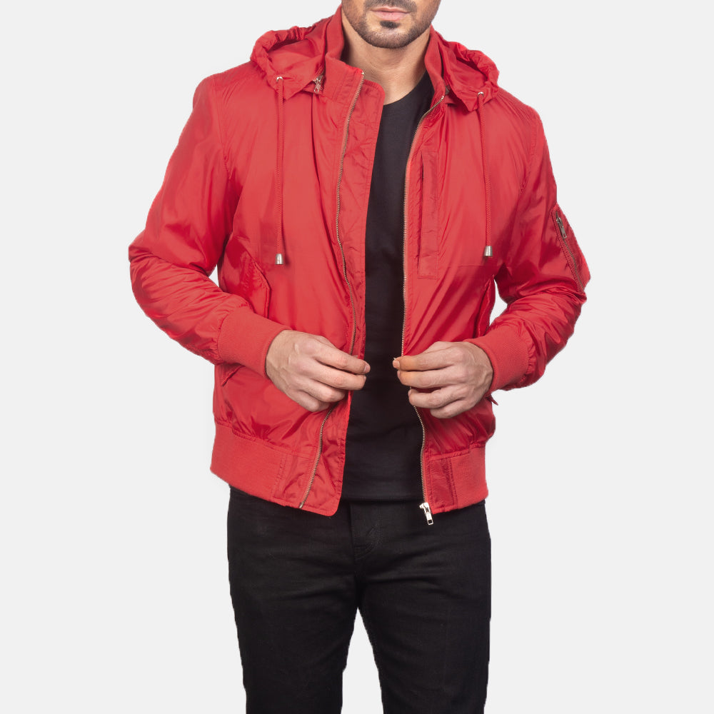 Red ma1 bomber jacket on sale