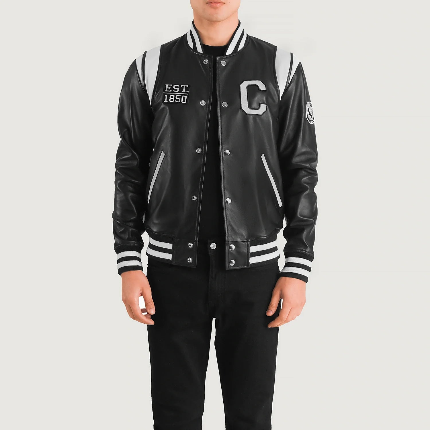 Liberte California Black Leather Varsity Jacket For Men The Jacket Maker