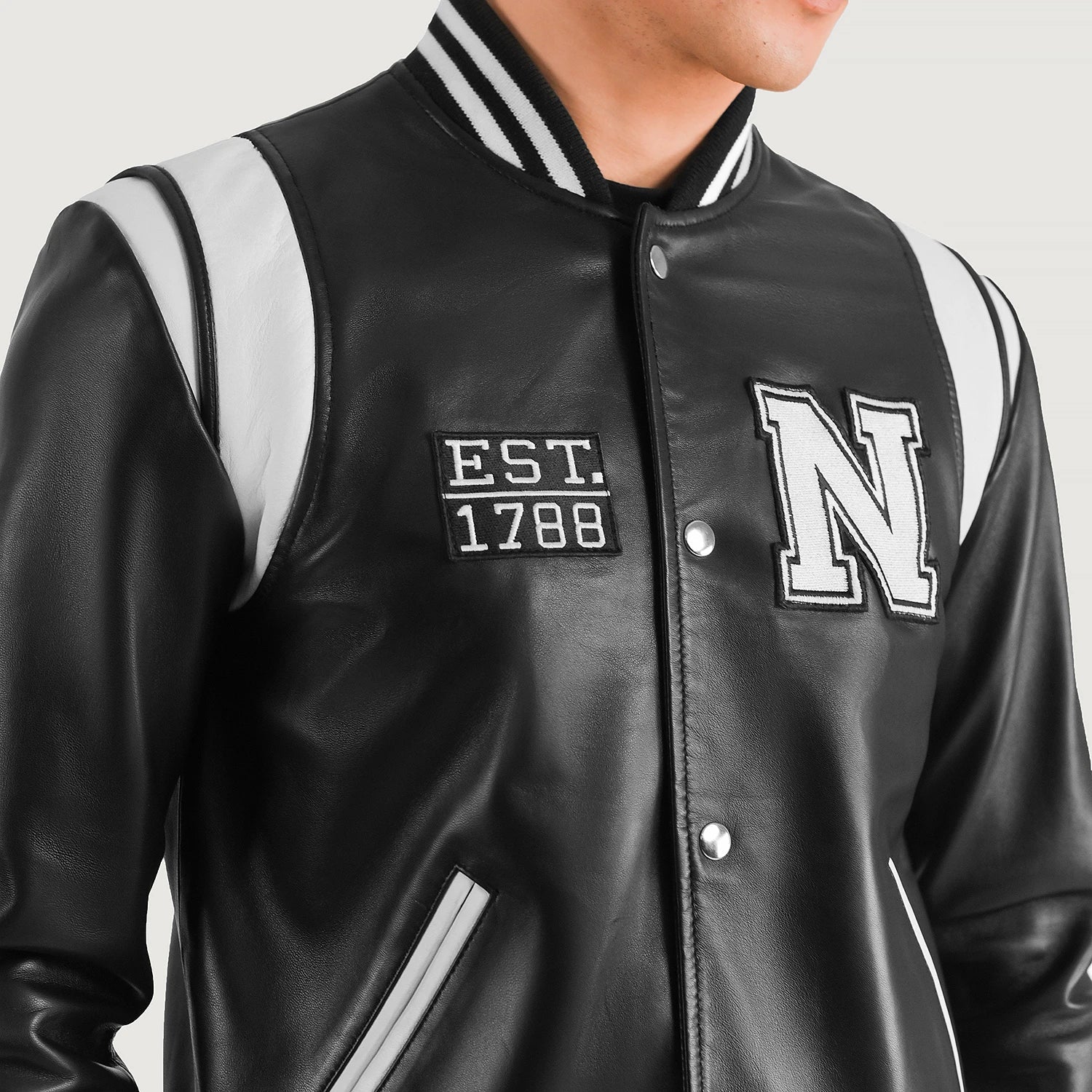 Liberte New York Black Leather Varsity Jacket For Men – The Jacket