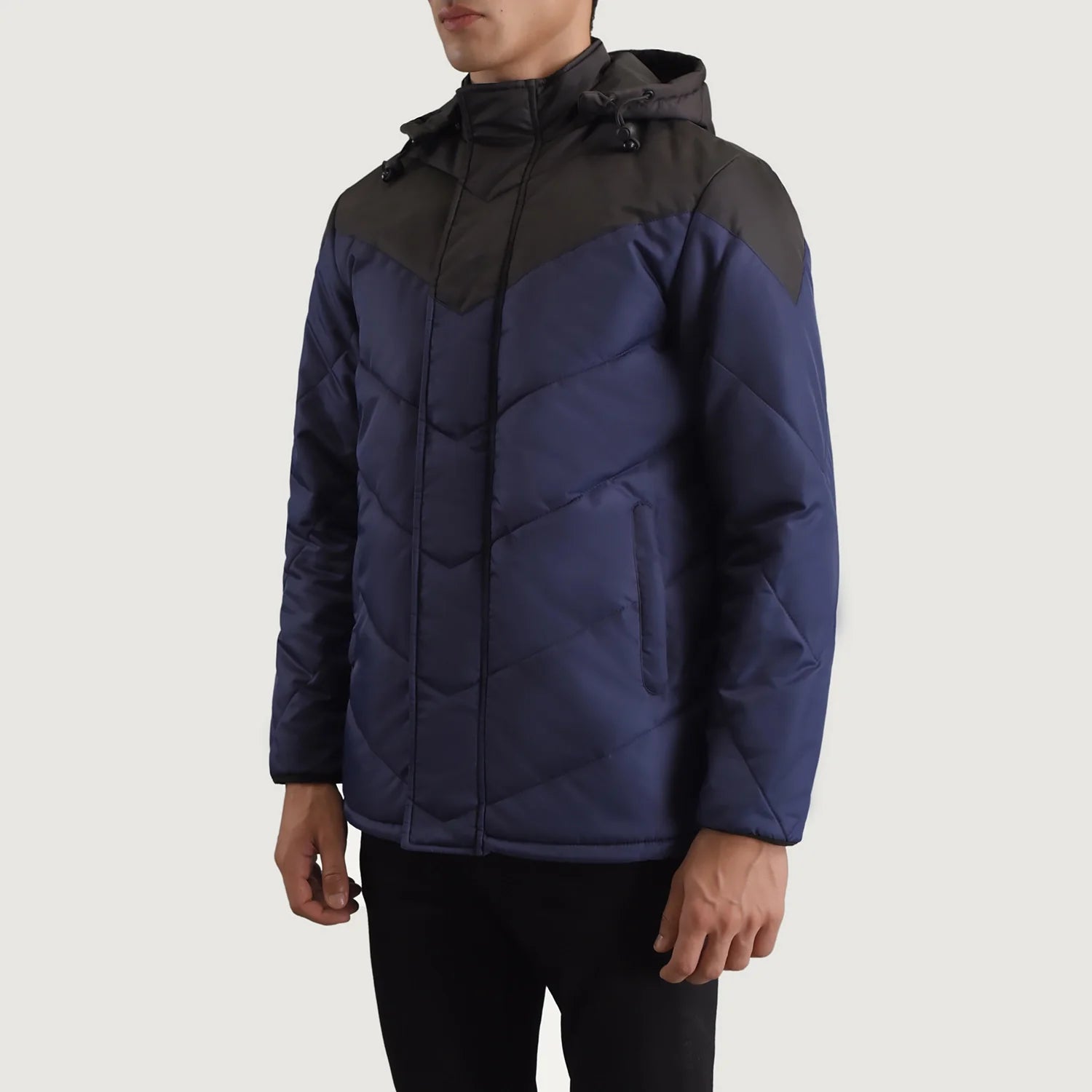 Black and blue puffer jacket shop
