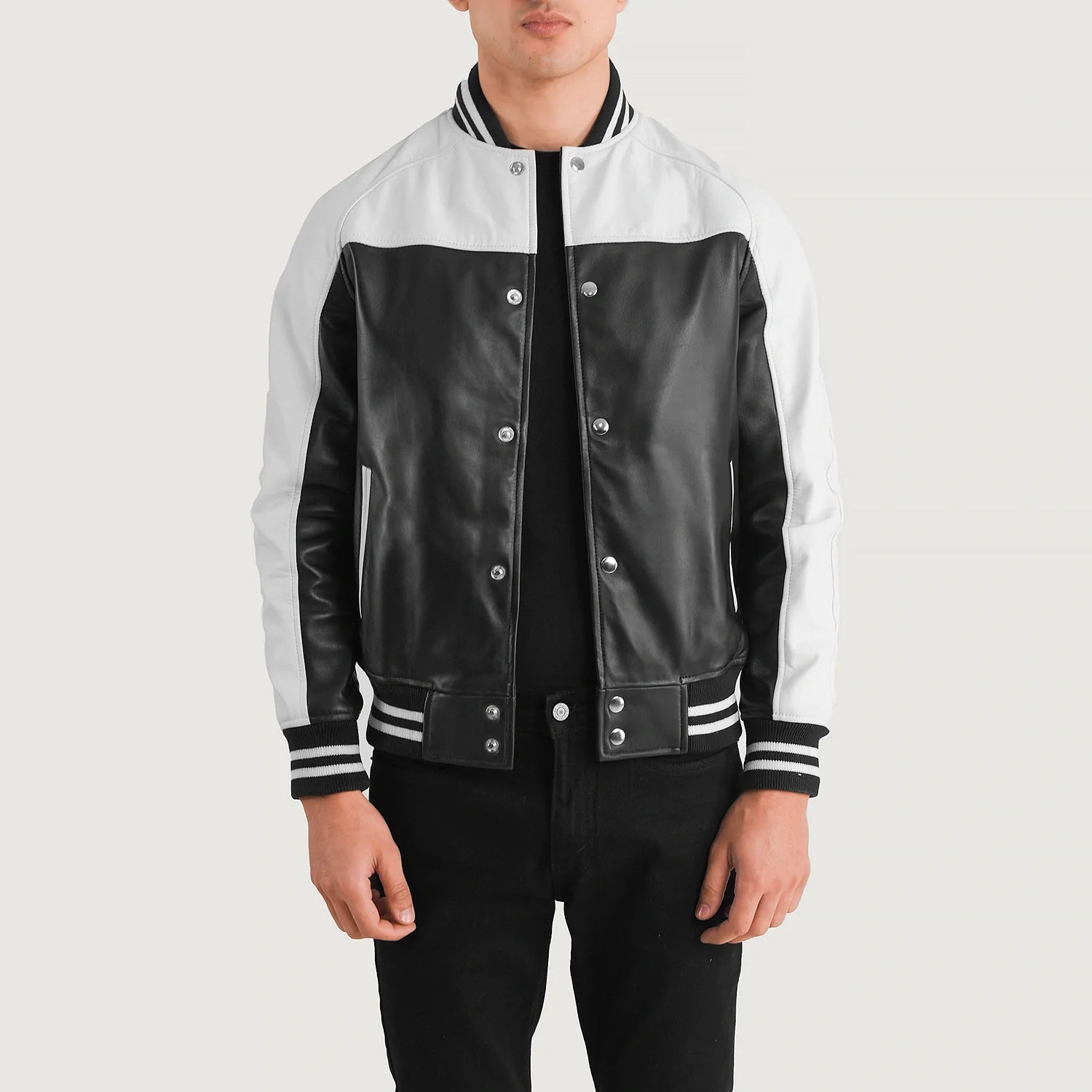 Black and white varsity jacket mens shop