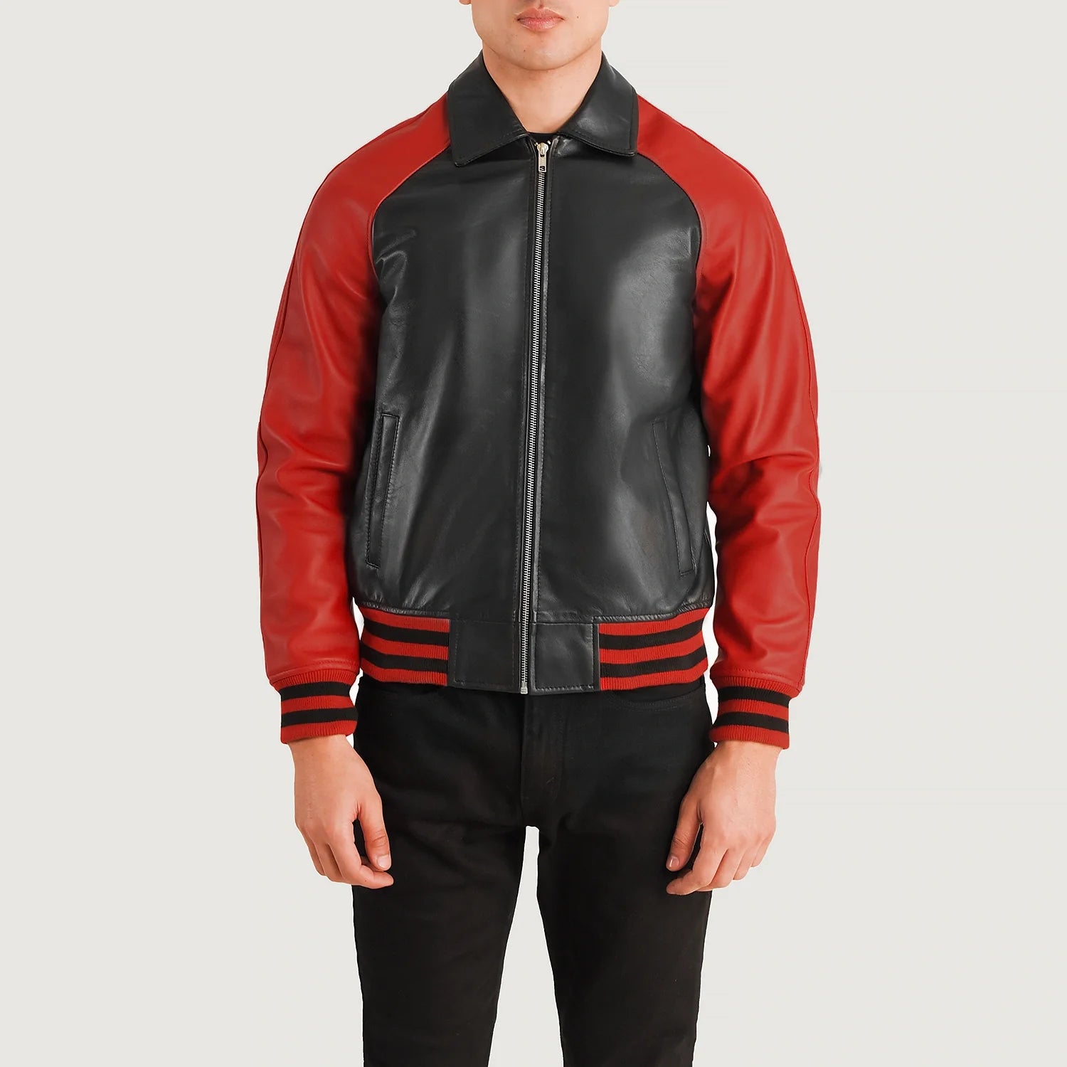 Walton Black Red Leather Varsity Jacket For Men The Jacket Maker
