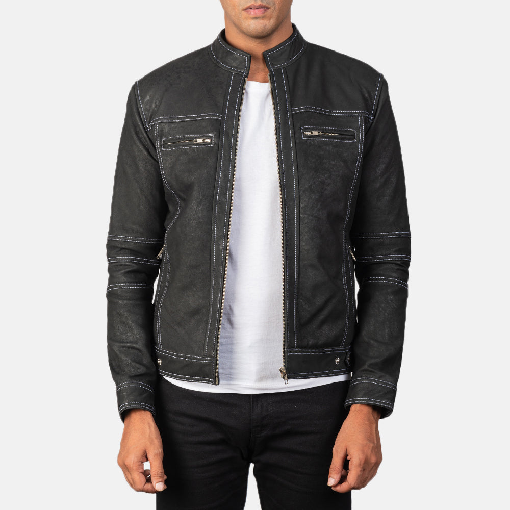 Mens distressed leather blazer hotsell