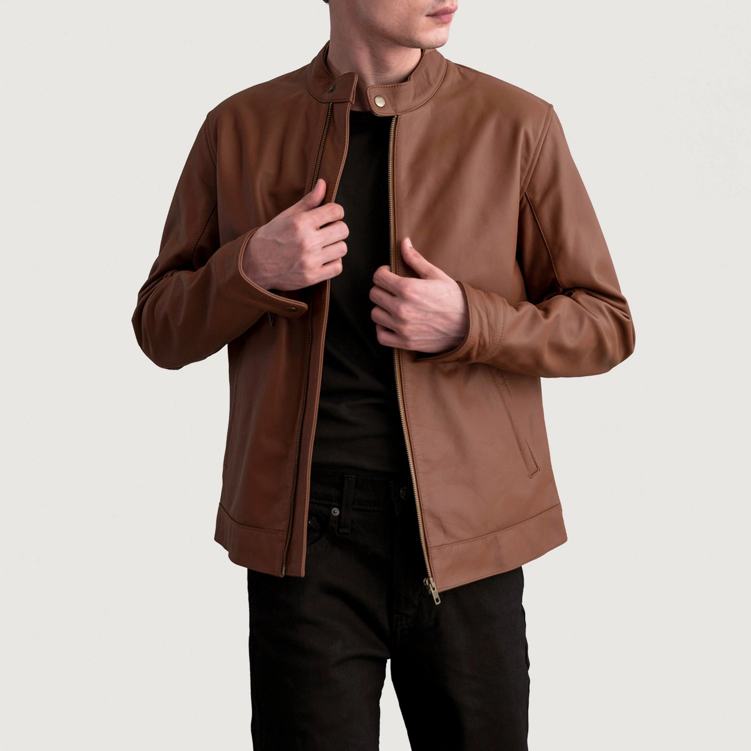 Zen Matte Brown Leather Biker Jacket For Men – The Jacket Maker