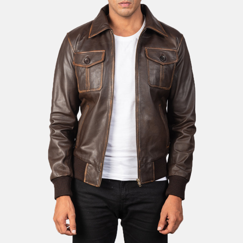 Cheap mens leather bomber jackets deals