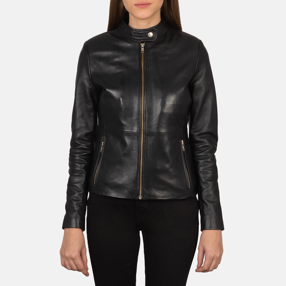 Women s Rave Black Leather Biker Jacket The Jacket Maker