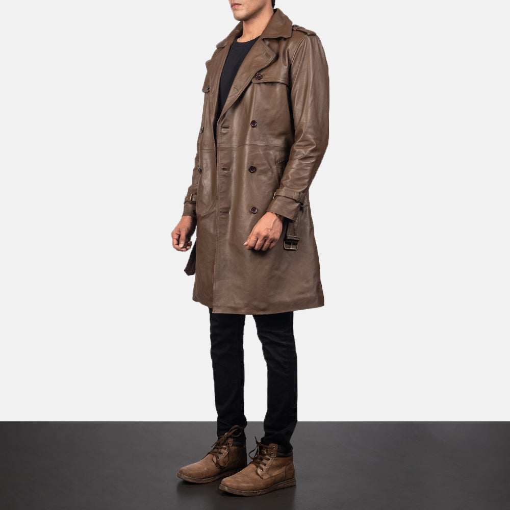 Mens leather duster coat shop