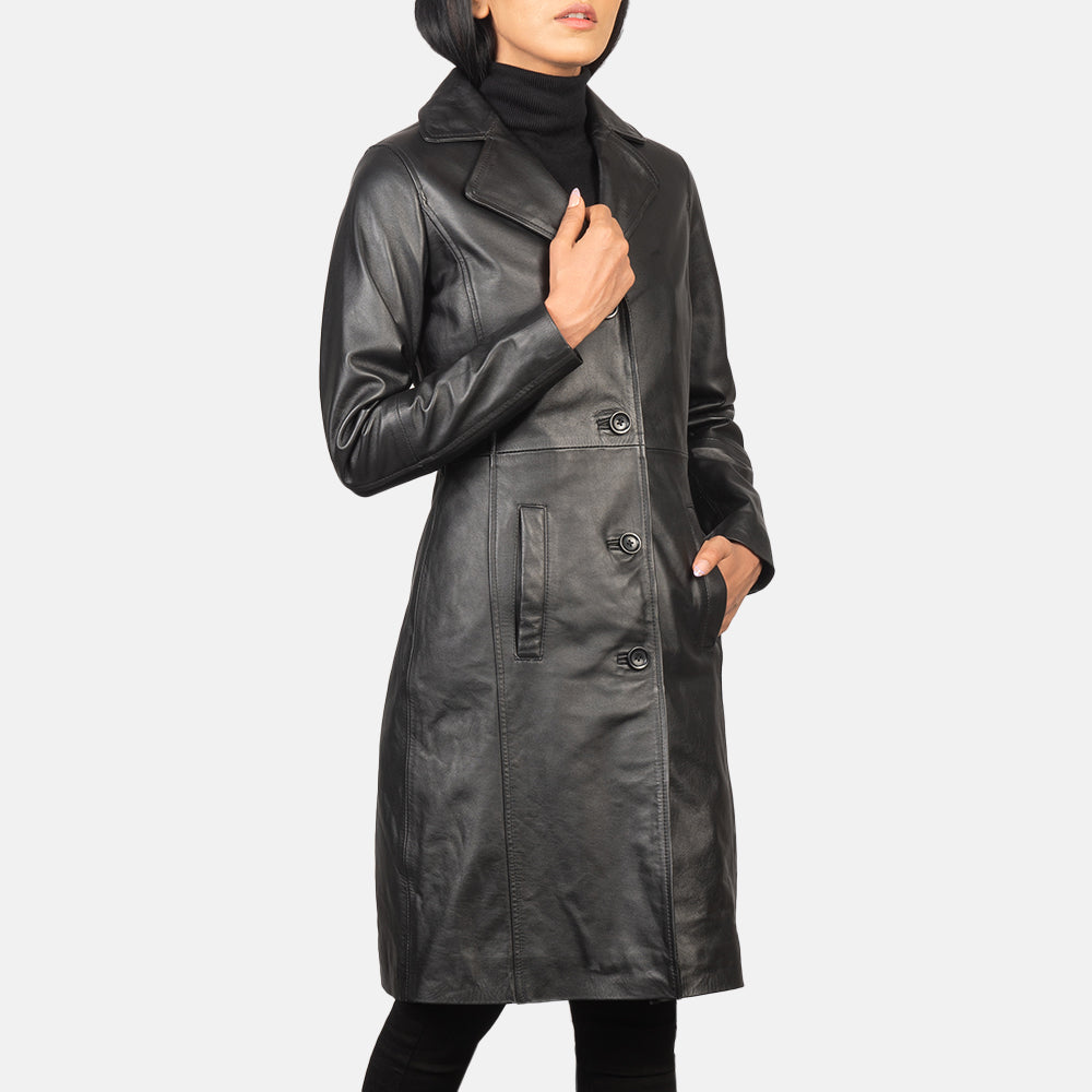Womens black single breasted coat on sale