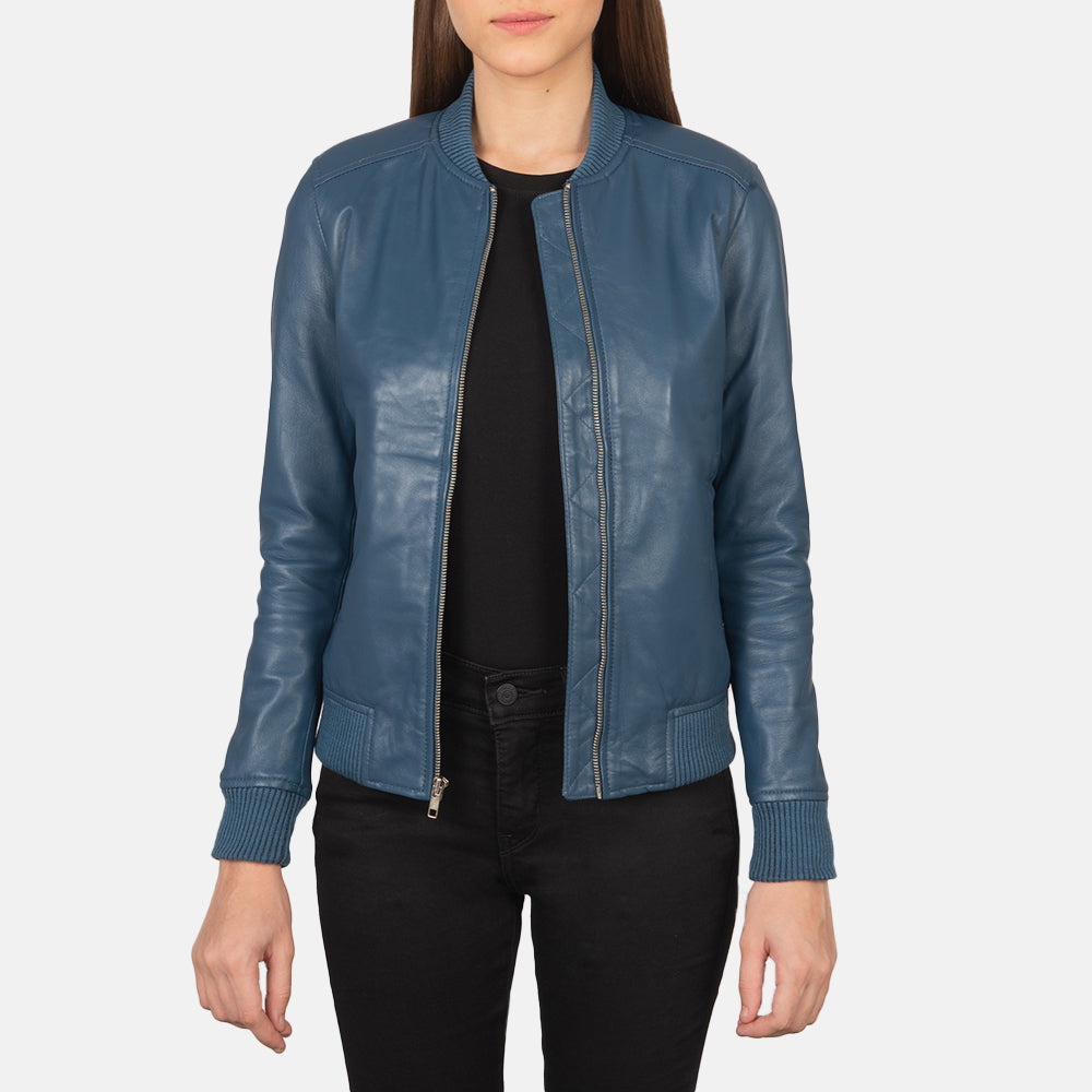Women's blue bomber jacket new arrivals