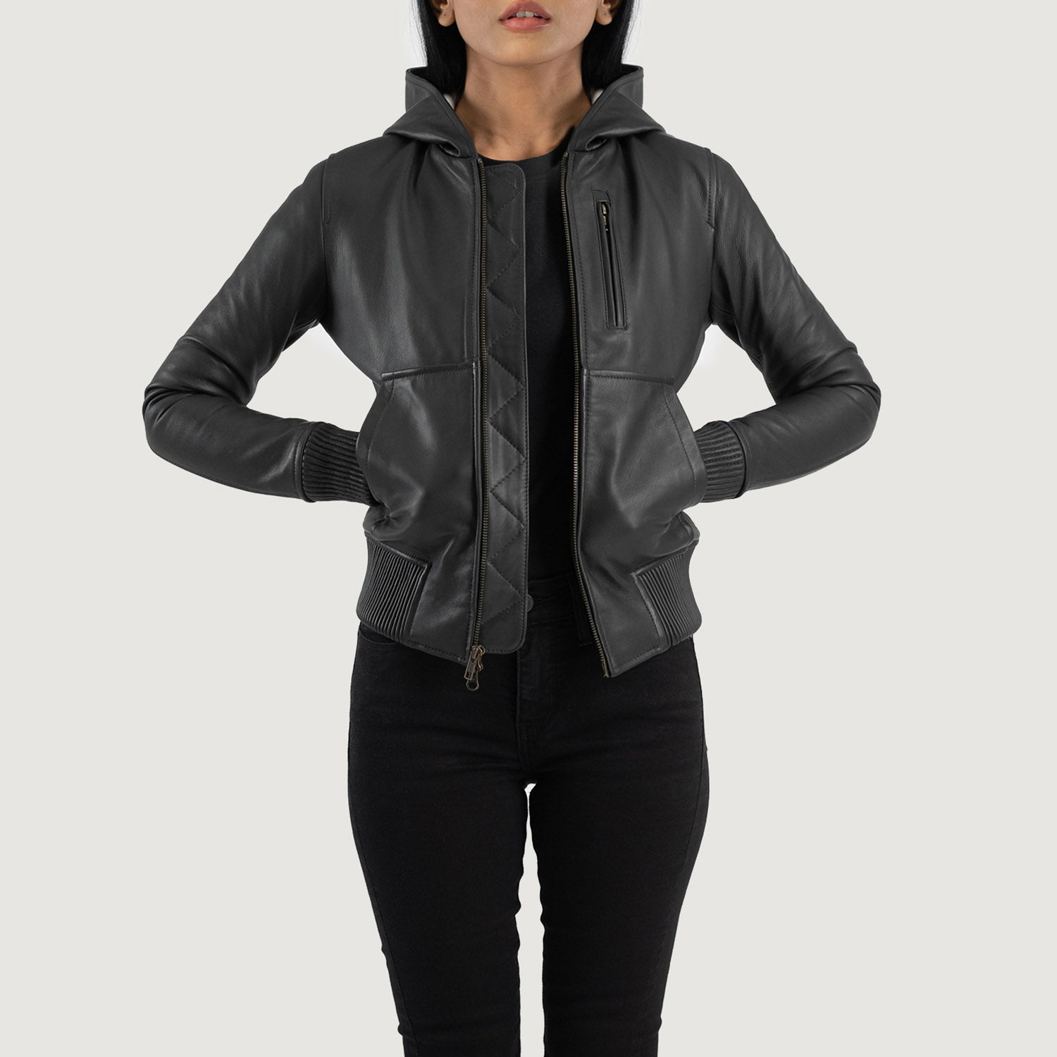 Womens hooded bomber jacket on sale