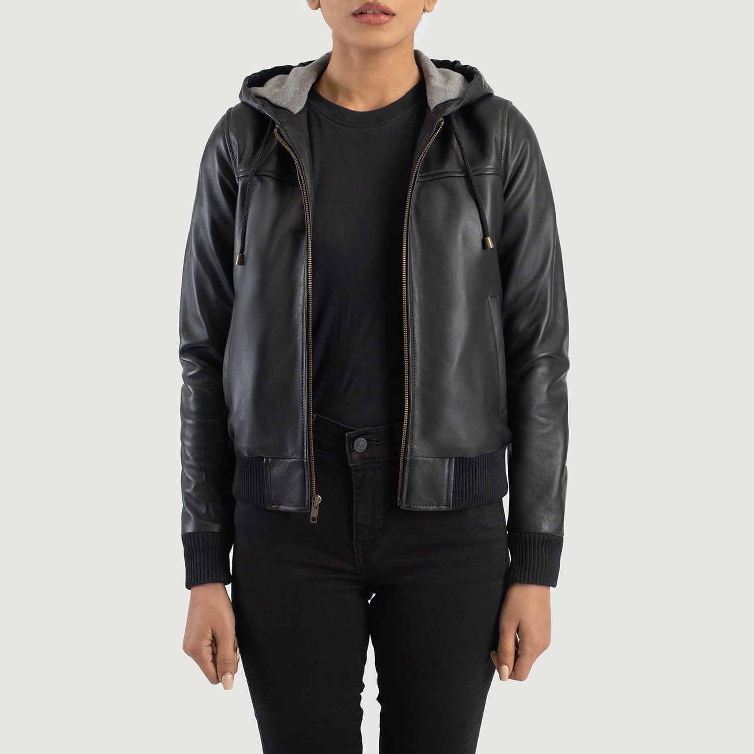 Leather Bomber Jacket Soft Black Leather Jackets For Womens