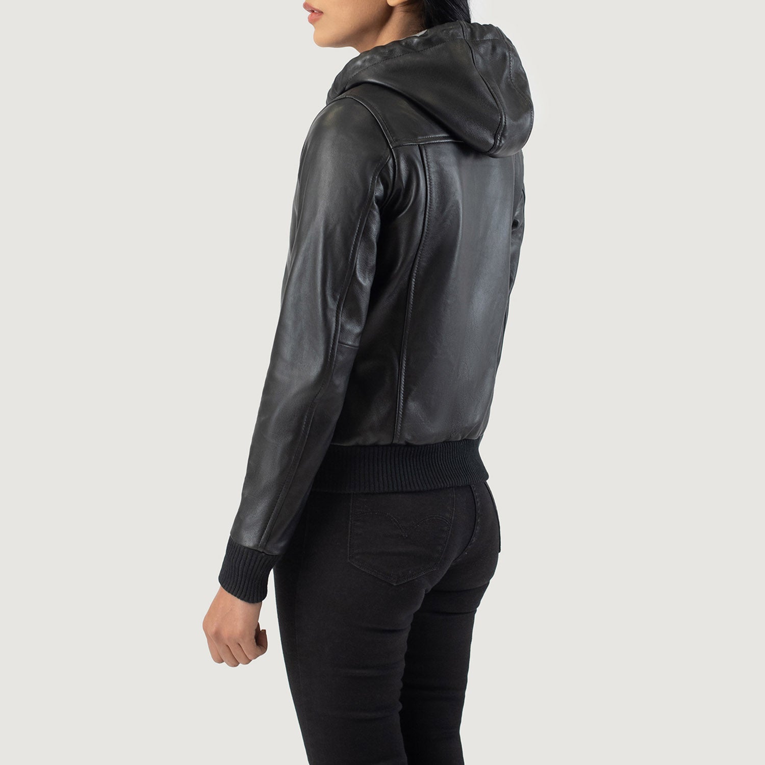 Women's Rebella Black Hooded Leather Bomber Jacket – The Jacket Maker