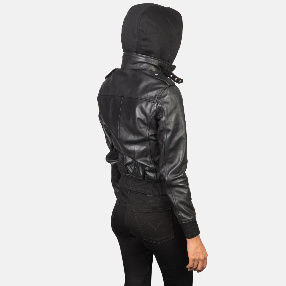 Black bomber jacket womens with hood top