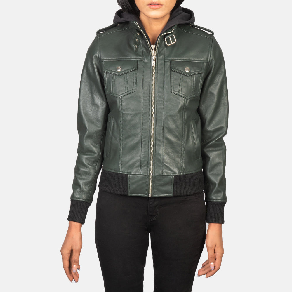 Obey leather jacket with hoodie women's best sale