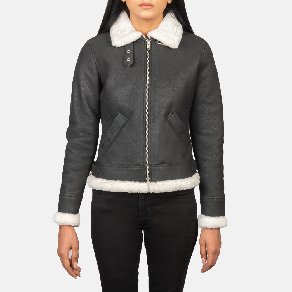 Black and white leather jacket womens outlet