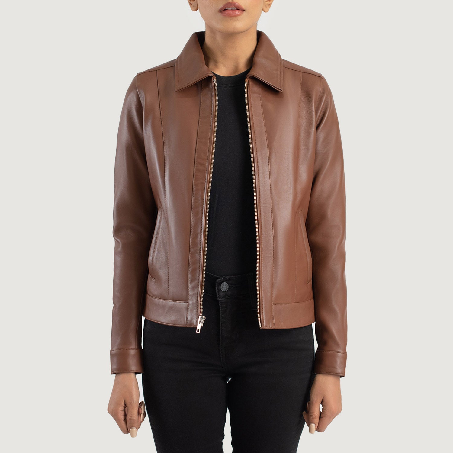 Tan leather jacket womens uk top