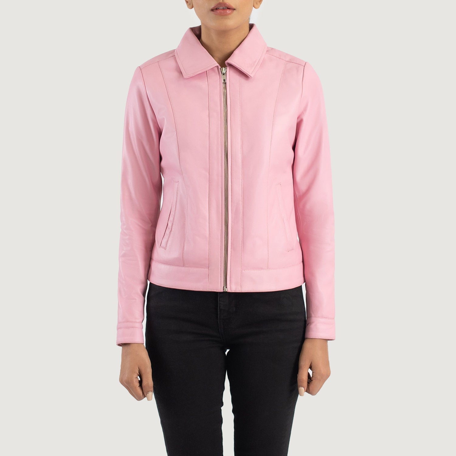 Pink leather shirt outlet