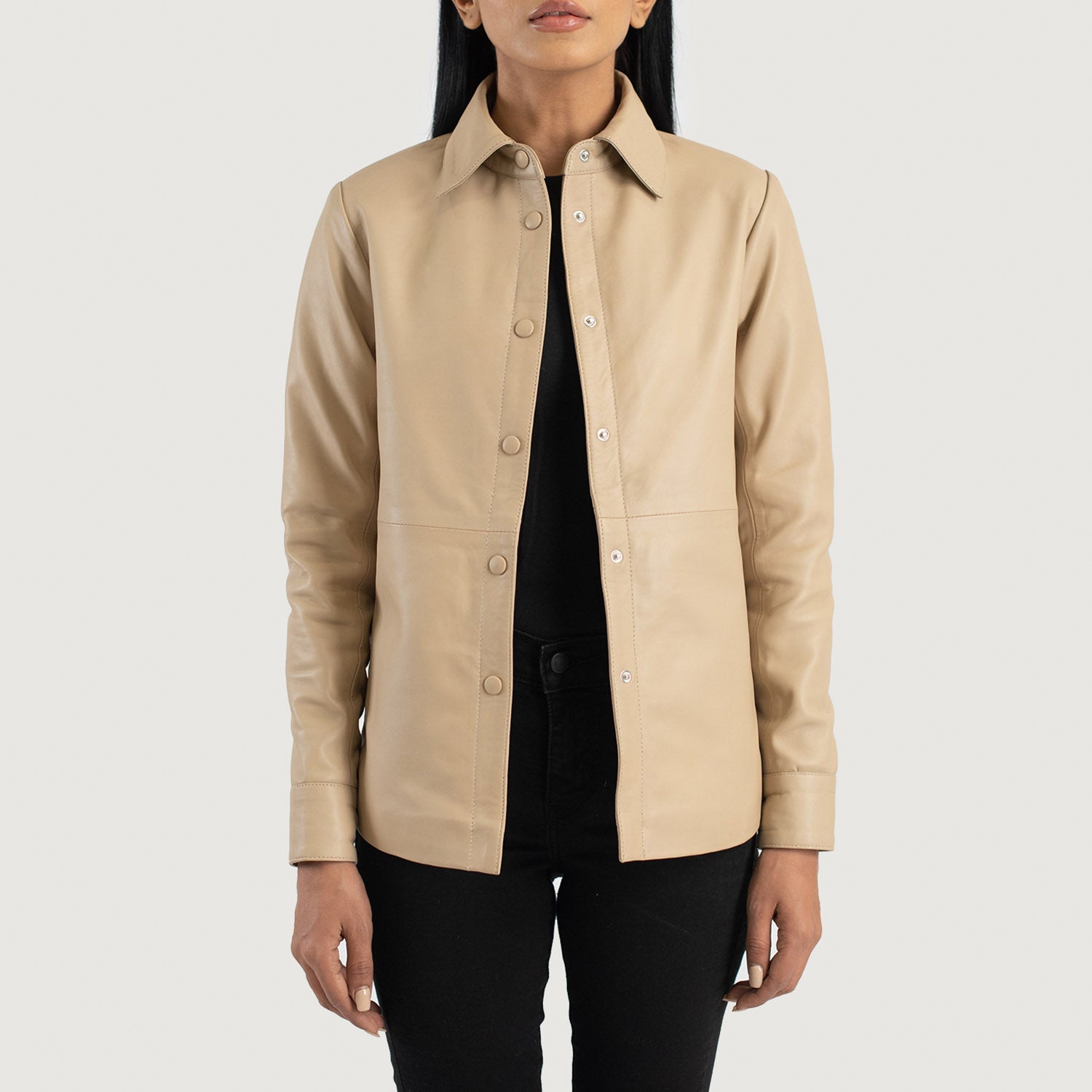 Beige shirt jacket sales