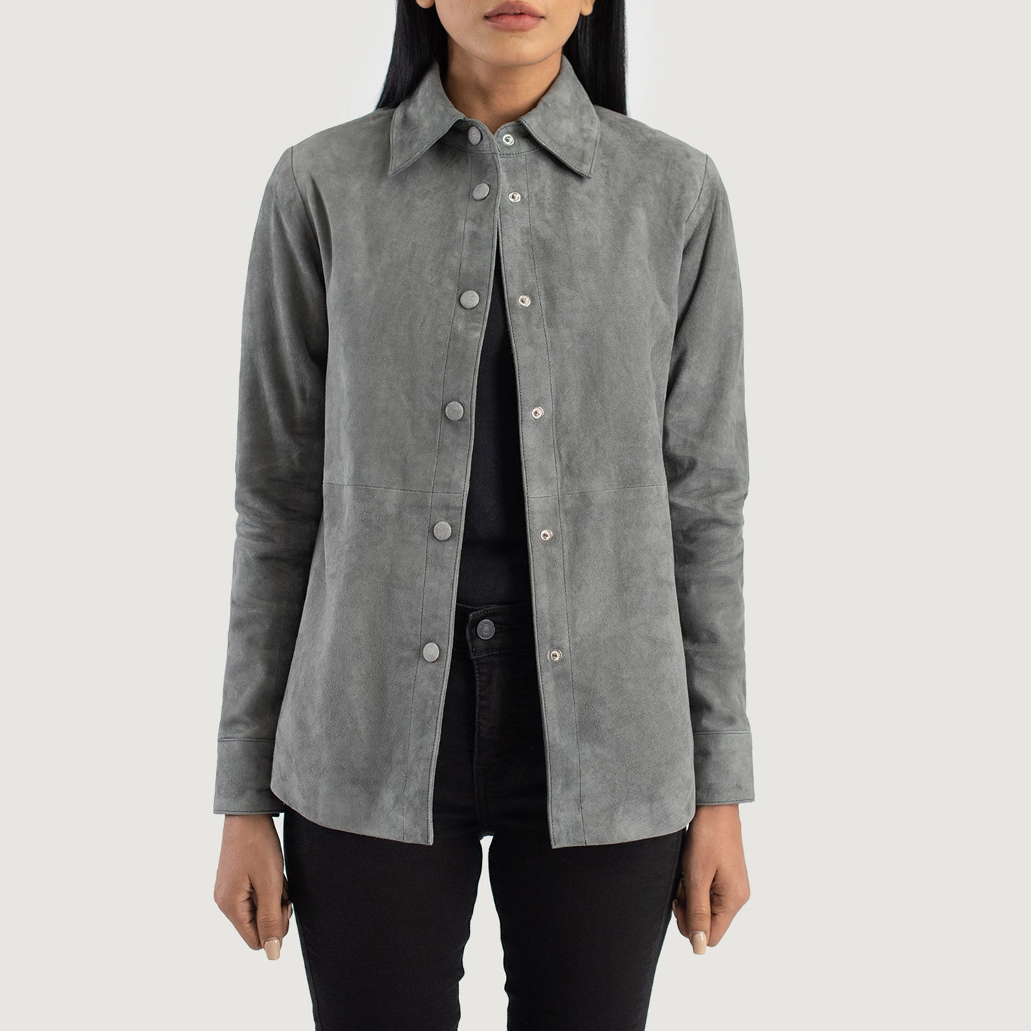 Grey suede jacket womens discount