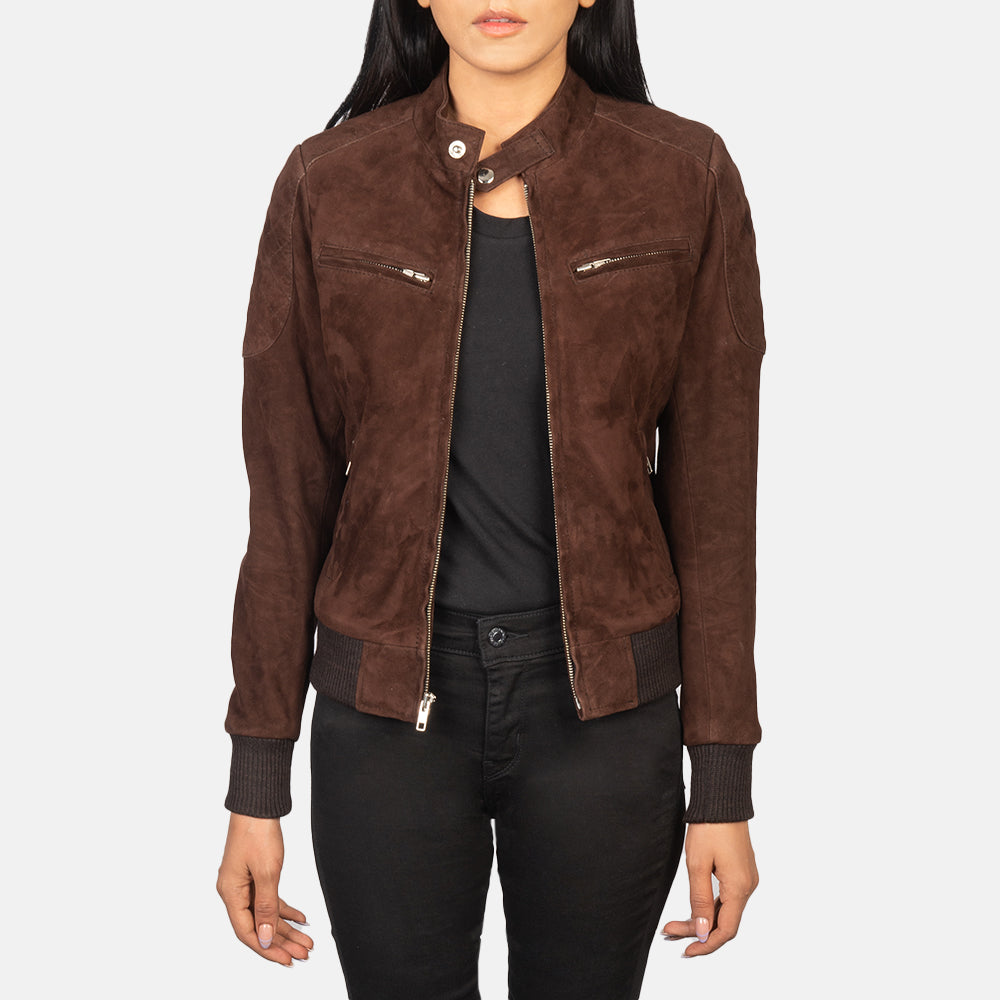 Ladies suede bomber jacket cheap