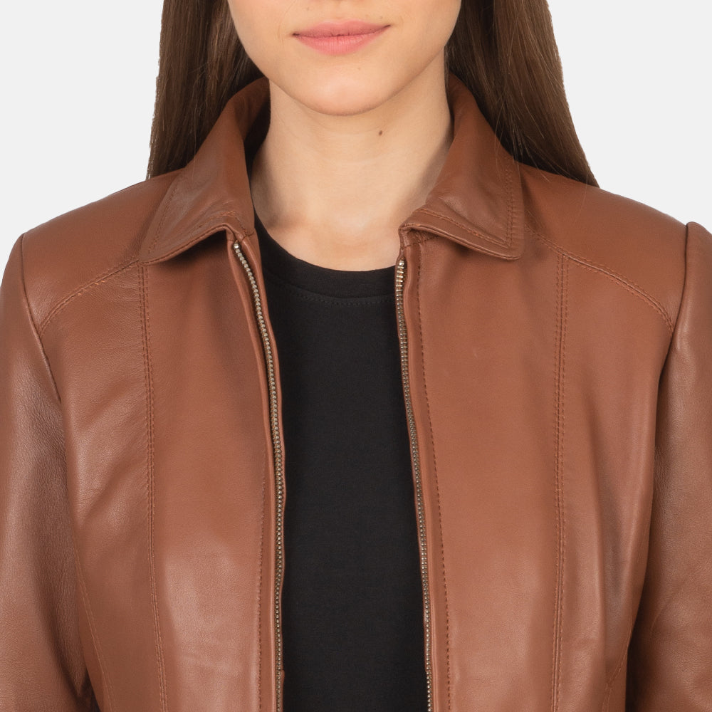 Women's Colette Brown Leather Jacket – The Jacket Maker