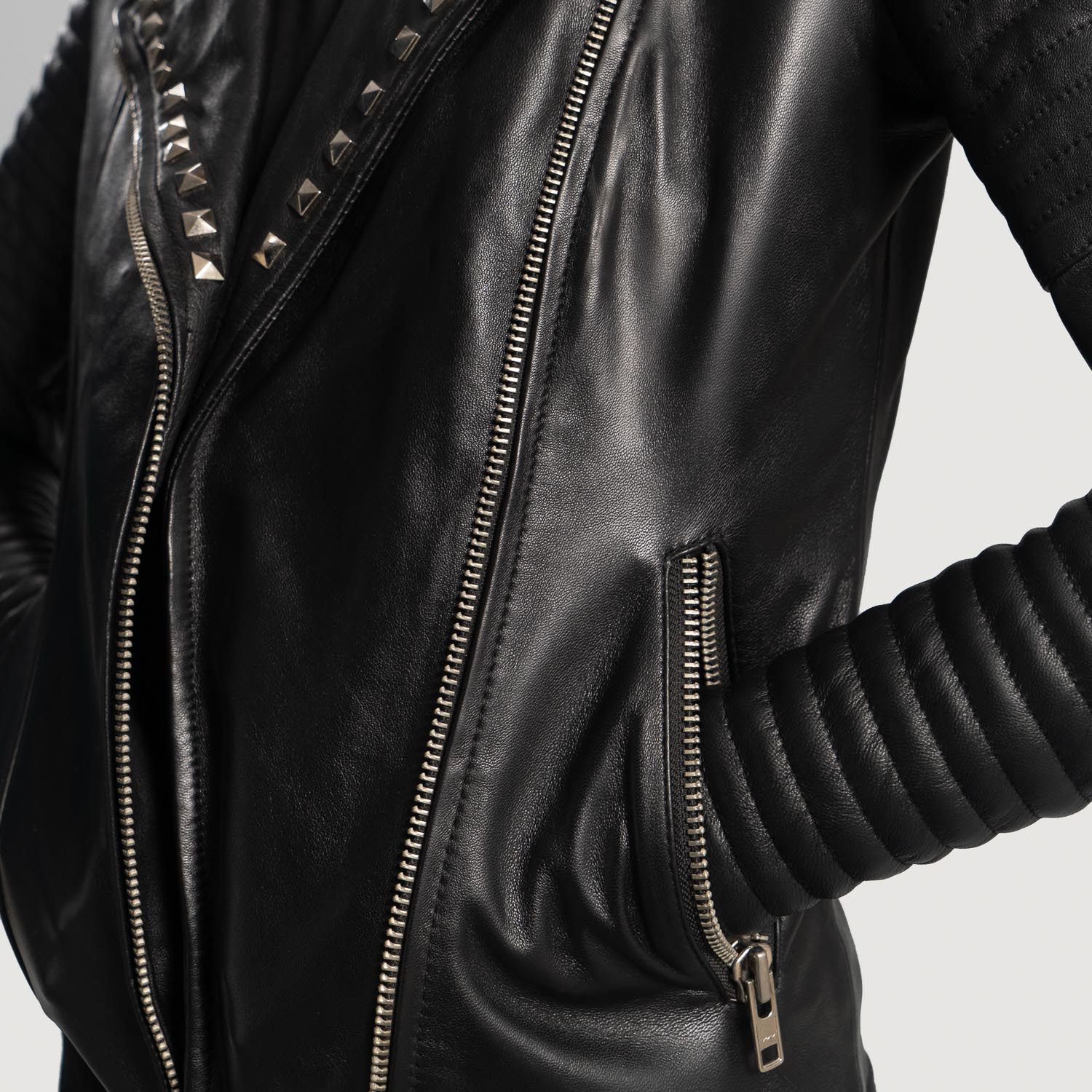 Ribbed leather jacket womens shop