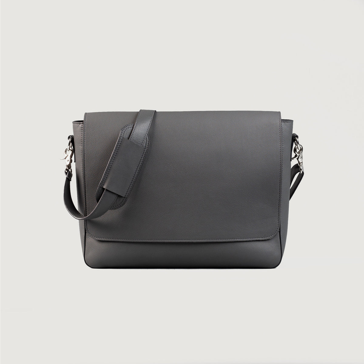 The Carismatico Grey Leather Messenger Bag For Men & Women - The