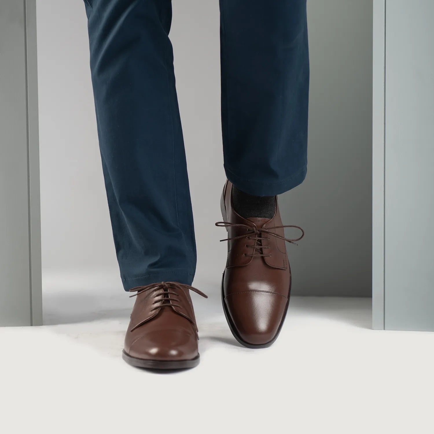 Attorney Derby Brown Leather Shoes For Men The Jacket Maker