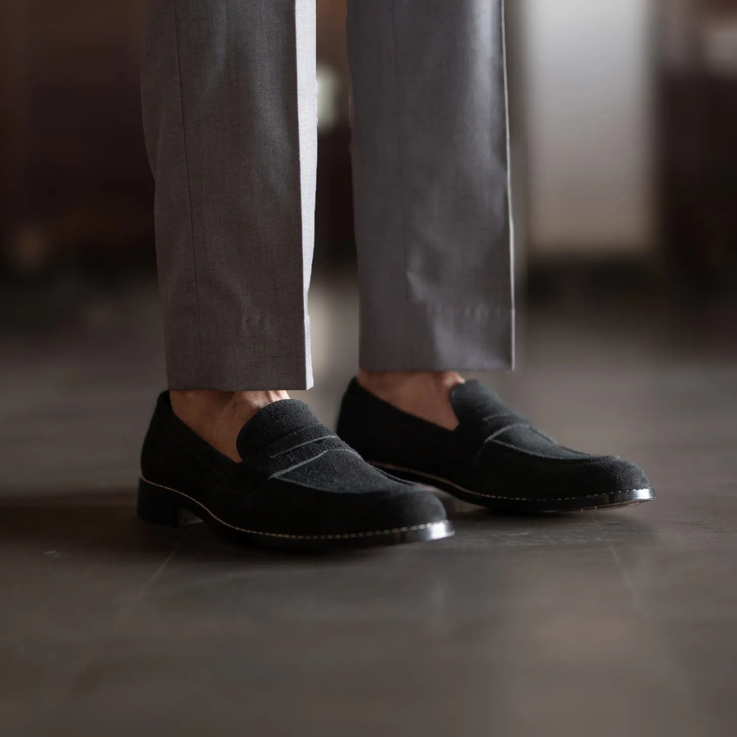 Baxton Black Suede Leather Loafers For Men The Jacket Maker
