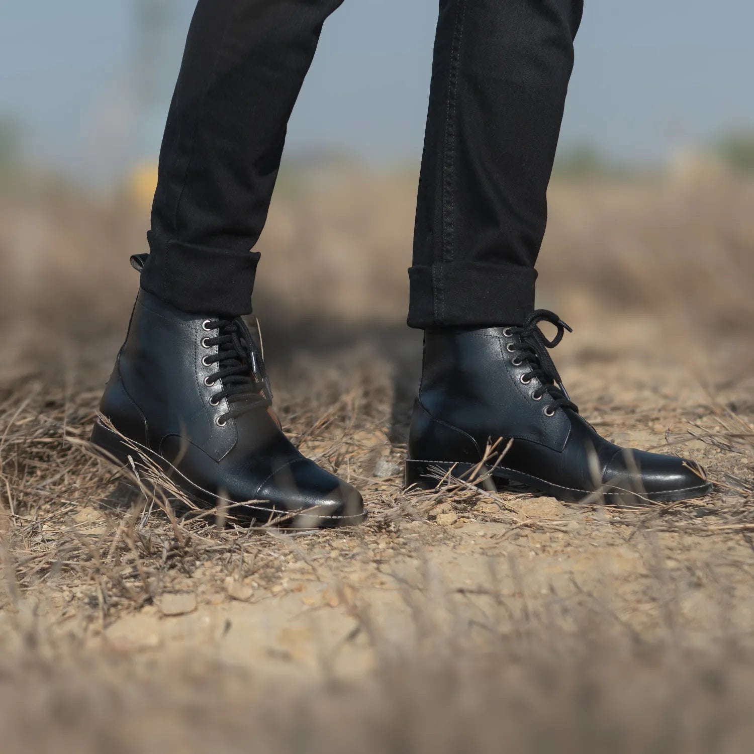 Cool black leather boots clearance