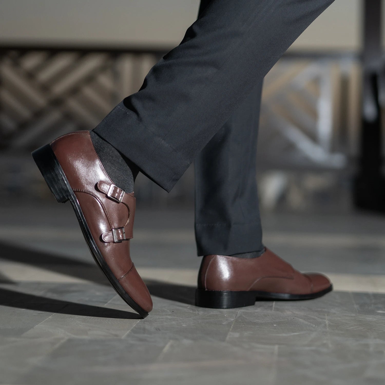 Boston Double Monk Strap Maroon Leather Shoes For Men The Jacket Maker