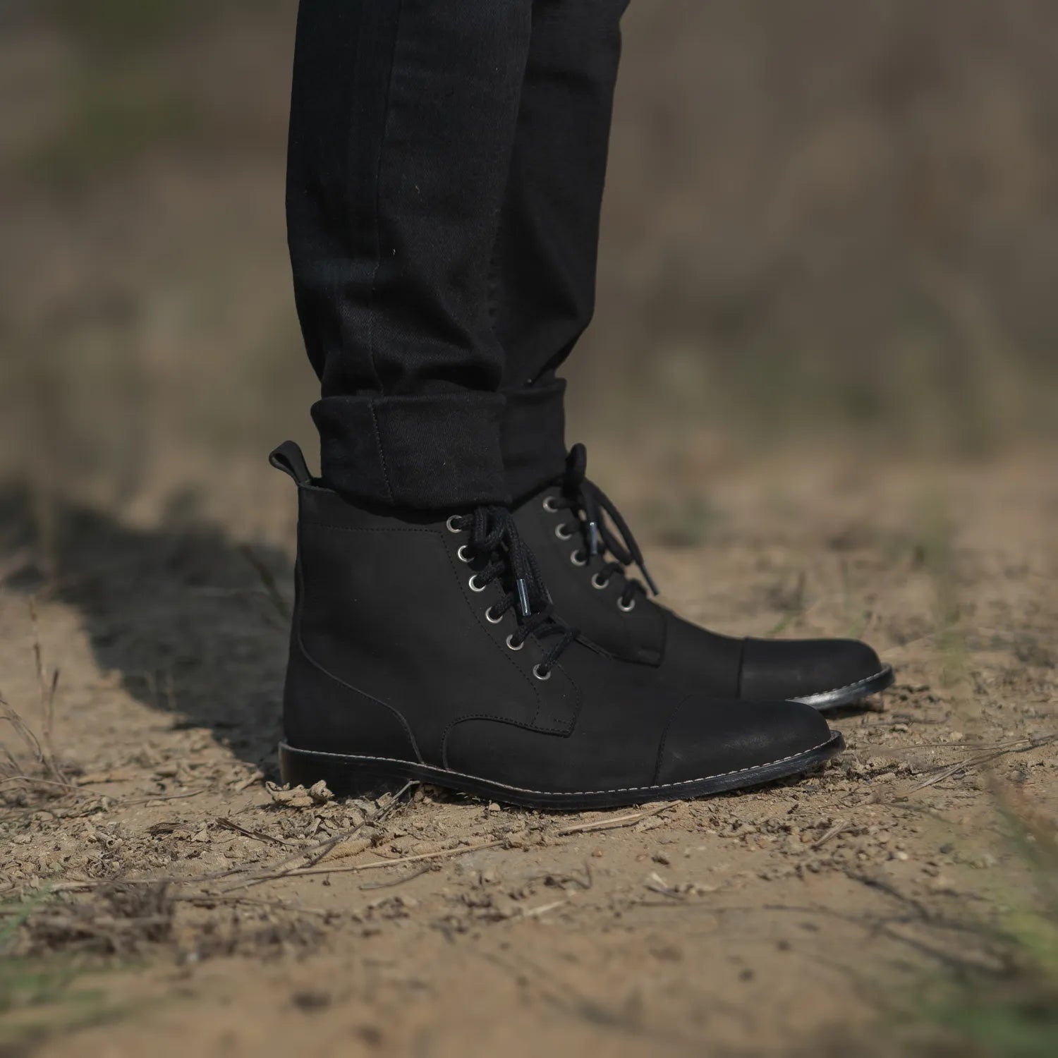 Knight Derby Black Nubuck Leather Boots For Men The Jacket Maker