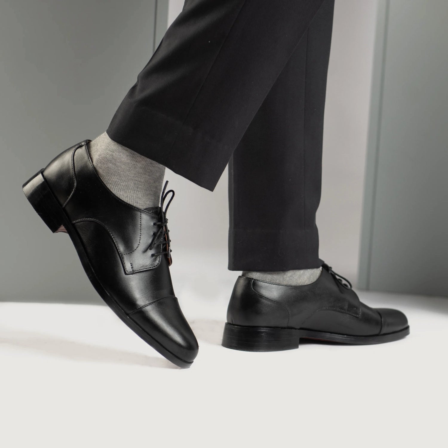 Mens black derby shoes leather store