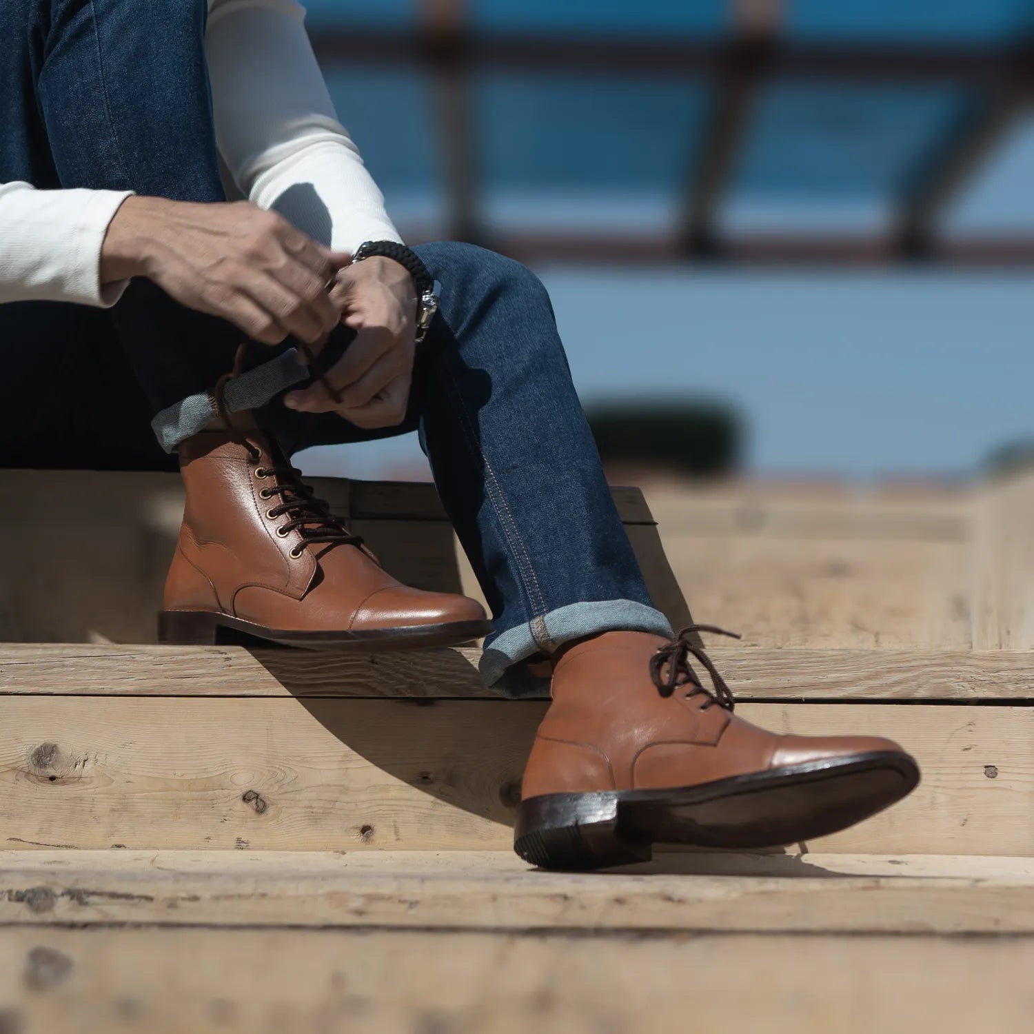 Knight Derby Tan Leather Boots For Men The Jacket Maker